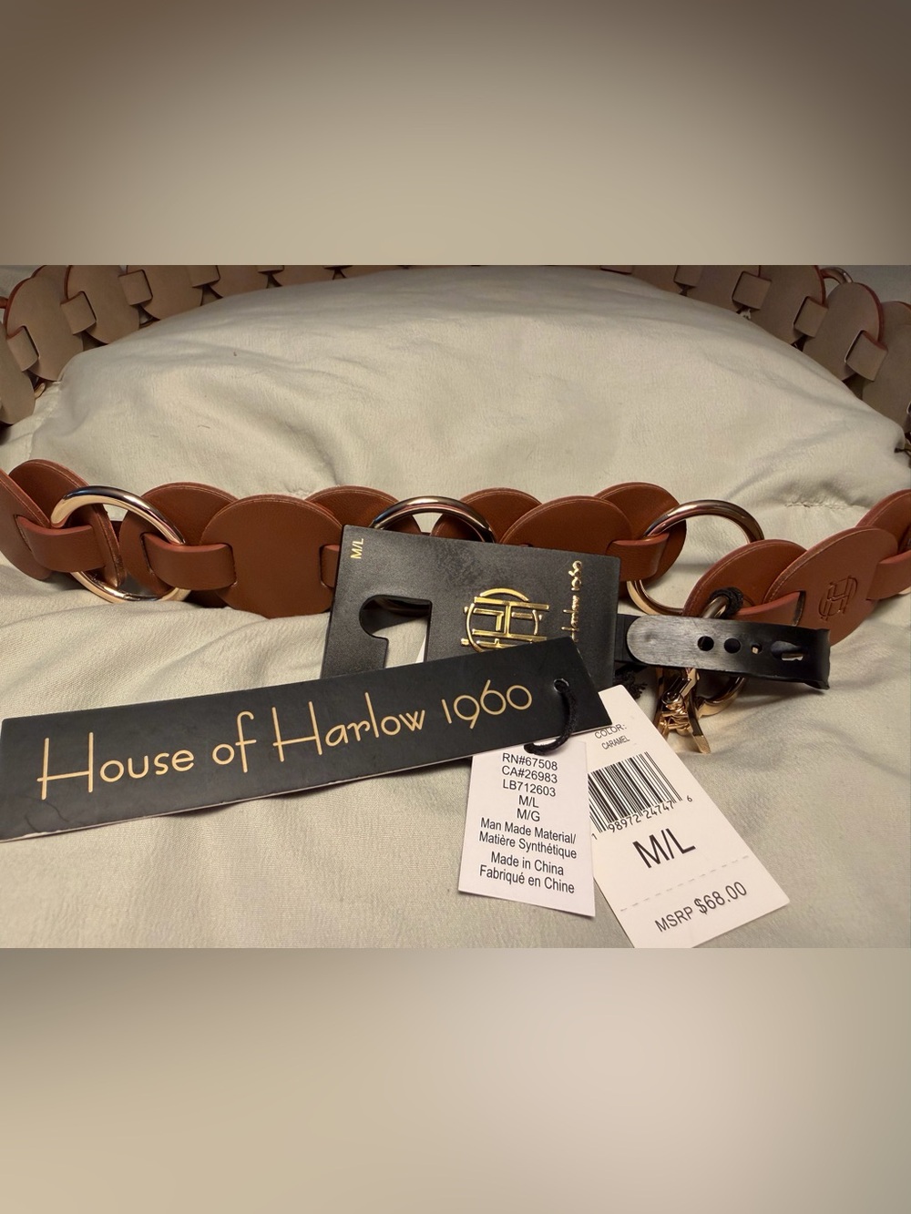 House of Harlow 1960 Belt NWT 🌷 Vegan Leather Circle-Link Waist Belt NEW